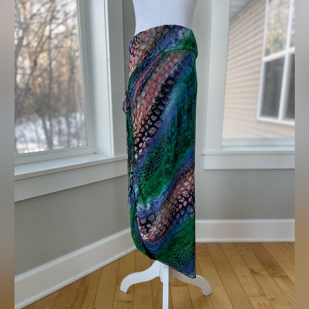 Vintage Y2K Mesmerize Emerald Green Low Rise Stretch Mesh Maxi Skirt Sz S - Picture 3 of 12